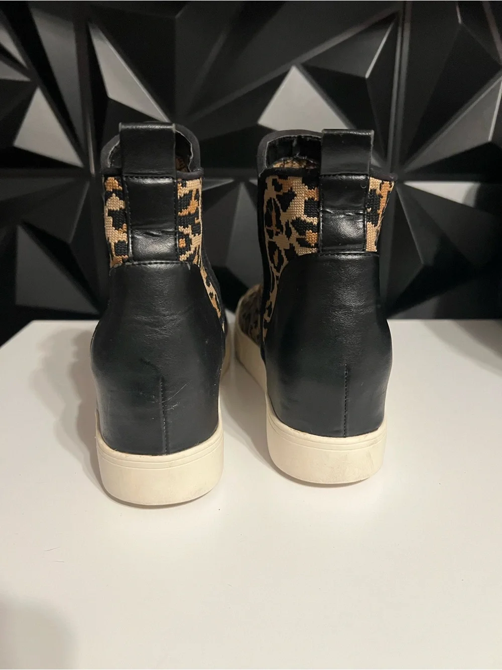 Steve Madden Leopard Print Slip-On Wedge Sneakers - Tan/Black
